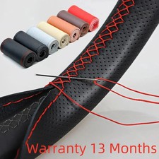 Universal Leather Car Steering Wheel Stitch On Wrap Cover Fit for 38cm 14" DIY