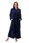 Womens Givoni Navy Blue Button Long Length Luxury Fleece Dressing Gown Robe 40