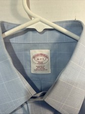 BROOKS BROTHERS Shirt Mens 16 2/3 346 Dress Check Oxford Non Iron Cotton Lt Blue