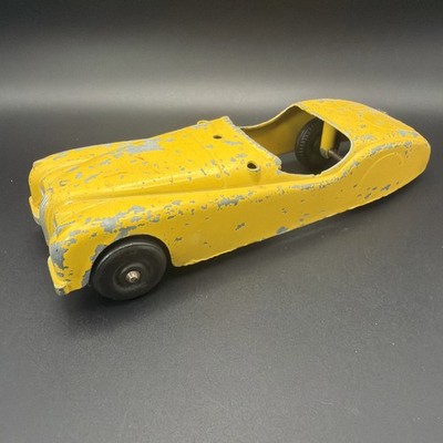 1950s Hubley Kiddie Toy #455 Jaguar Yellow Die-cast Vintage Made In USA