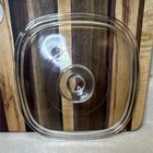 Vintage Pyrex CorningWare A9C Clear Glass Square Replacement Lid w/ Handles