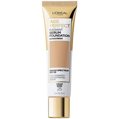 L'Oreal Paris Age Perfect Radiant Serum Foundation SPF 50 Cream Beige 1 oz