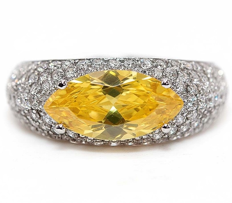 3CT Heat Treated Yellow Topaz 925 Solid Sterling Silver Ring Sz 9 NF1-7