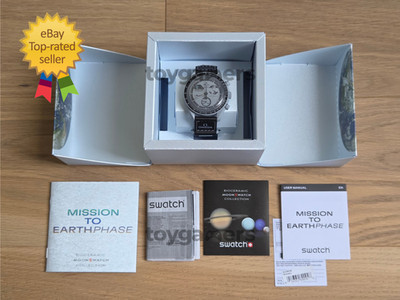 Swatch X Omega Moonswatch Mission to Earthphase | Black Gray Brand New S033M700