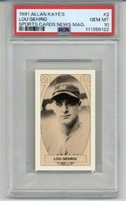 1991 ALLAN KAYE'S SPORTS CARDS NEWS MAGAZINE #2 LOU GEHRIG YANKEES PSA 10 RARE