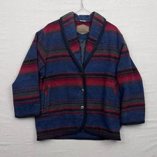 Vintage Woolrich 3 Button Coat USA Made Southwestern Striped Wool Blend