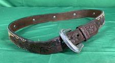 Custom Leather Belt With Animal Hide "34  Length"
