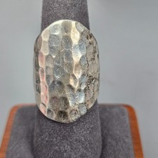 Hammered 925 Sterling Silver Wide Band Brutalist Statement Ring Sz 8 Mexico 14g