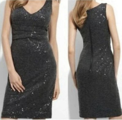 Muse Boston Proper Women s Cocktail Dress 2 Sequin Gray Sheath Sleeveless Party
