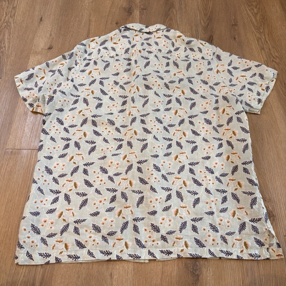 UNTUCKit Men’s Slim Fit 100% Linen Heaton AOP Short Sleeve Shirt Teal Size L - Image 3 of 4