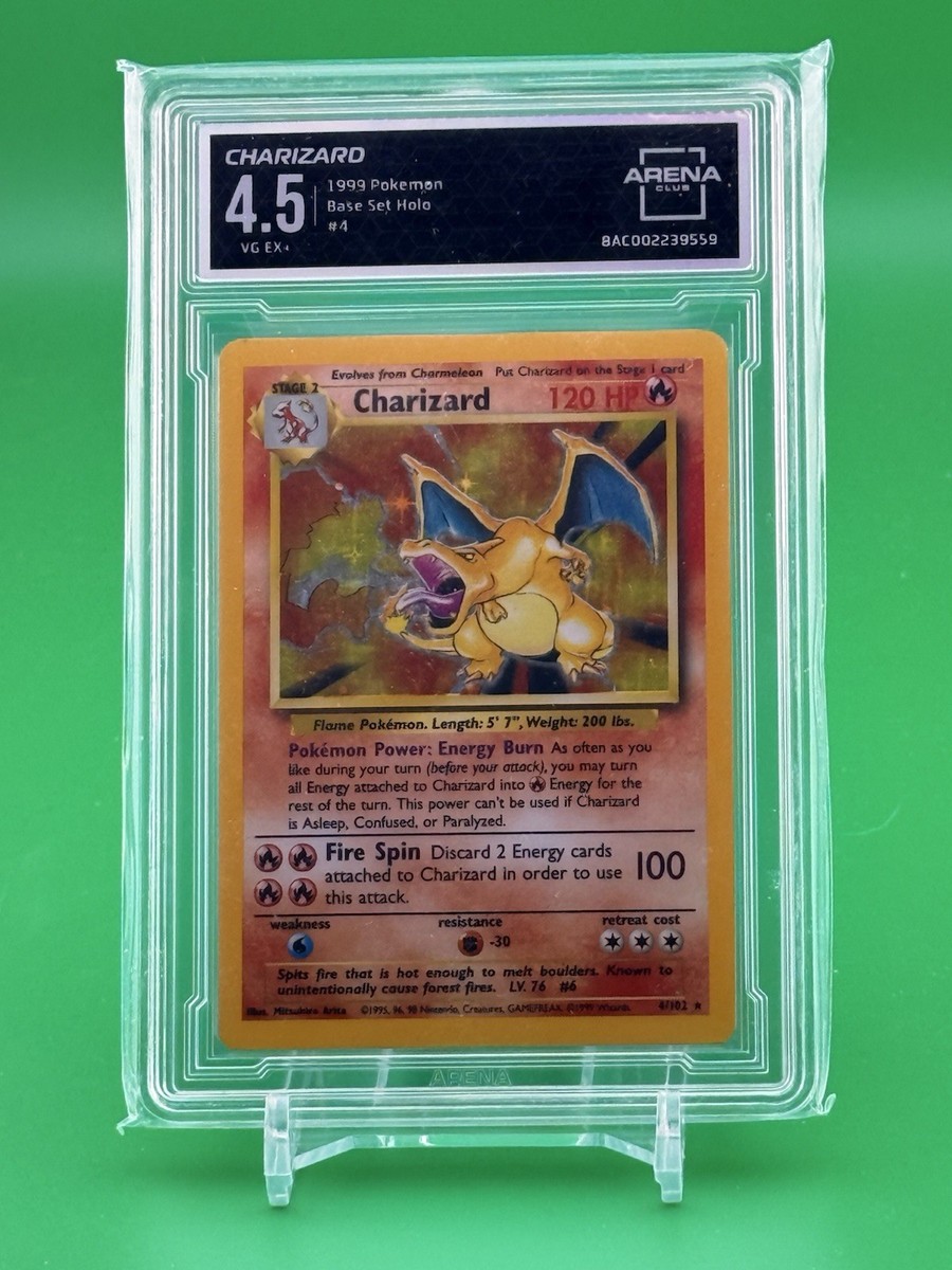 1999 Pokémon Charizard #4 Base Set Holo Arena Club 4.5 | eBay