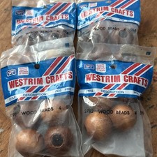 Vintage Westrim Brown Wood Beads Macrame 4 Pkg 16 Beads New Old Stock