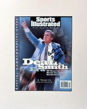 Dean Smith signed 1997 Sports Illu North Carolina Tribute Cover Matted- Beckett