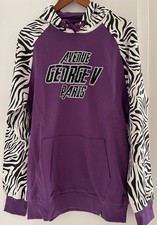 Avenue George V Paris Hoodie Men's Purple Sweatshirt Rhinestone animal print XL
