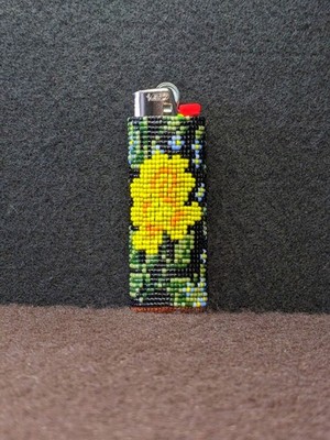 1227 Delica Seed Bead Bic Lighter Sleeve Hardened Sides, Durable, Leather Bottom