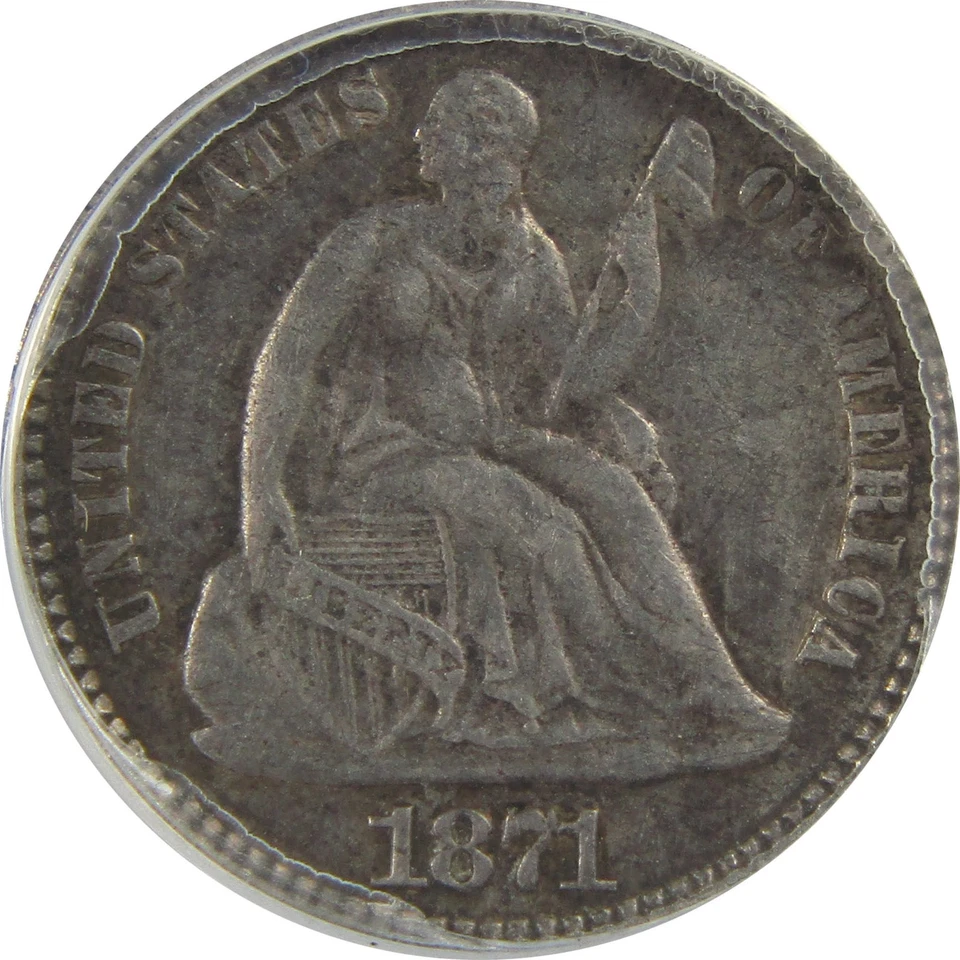 1871 Seated Liberty Half Dime AU 50 Details ANACS Silver SKU:I22320 - Image 3 of 4