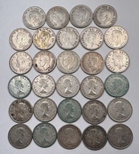 Lot of 29 - Canadian Dimes, 1940s-1960s - 80% Silver - Circulated (C1)