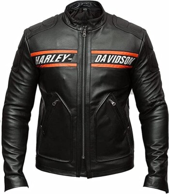 New Harley Davidson Men's Bill Goldberg Motorcycle Jacket Cowhide Leather Jacket