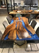 42"x80" Handmade Epoxy Dining Table Unique Resin Art Table for Modern Home Decor