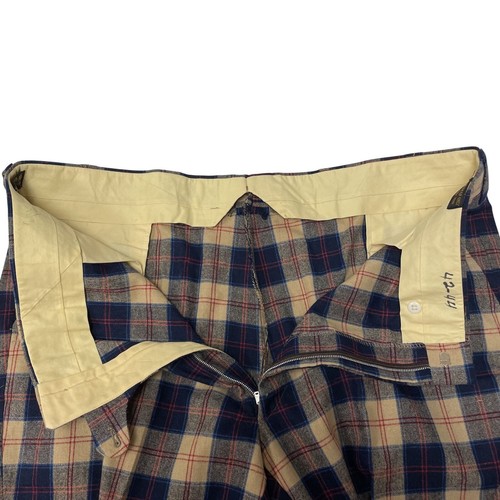 Vtg 70's George Deans Blue Tan Red PLAID Pants TARTAN Slacks Wool BELL BOTTOMS - Picture 7 of 8