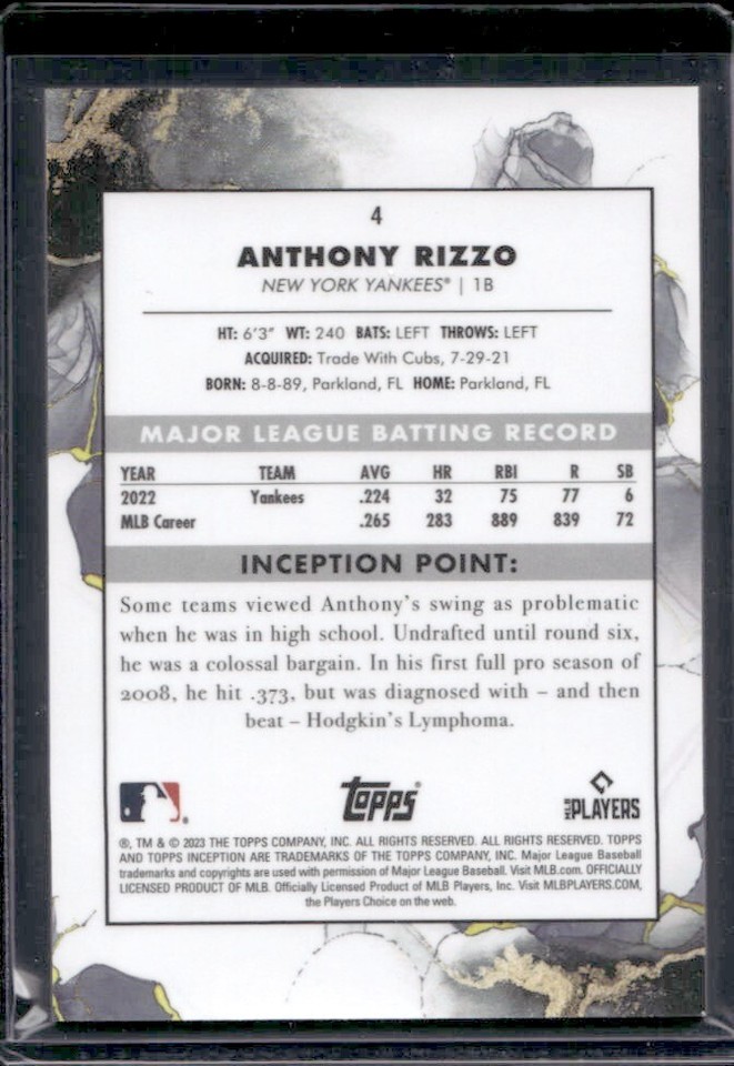 2023 Topps Inception Anthony Rizzo #4 New York Yankees | eBay