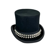 Goth Top Hat UK77 Studded Leather Hat Band Vintage Wool Victorian Mad Hatter