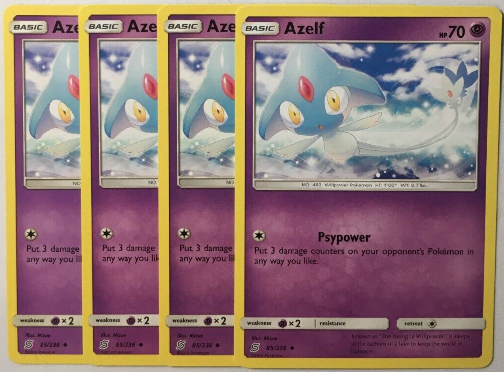 POKEMON 4X AZELF 85/236 UNIFIED MINDS UNCOMMON NEAR MINT-PLAYSET