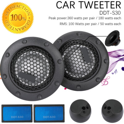 2Pack 1'' DDT-S30 Car Stereo Speakers Music Soft Dome Balanced Car Tweeters 360W