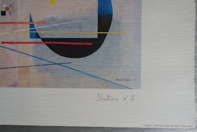 Lithographie Proferio Grossi 'Strutture N°2' 1988 - Signée, Style Abstrait, Occasion (défauts Mineurs)