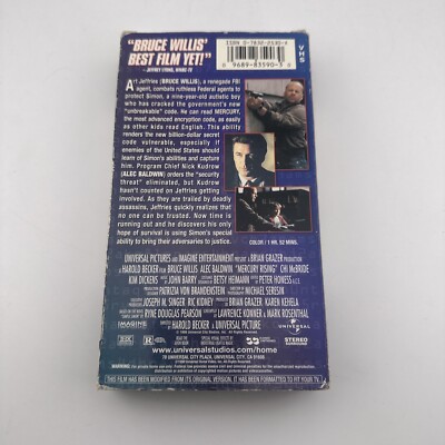 Mercury Rising (VHS, 1998) Bruce Willis, Alec Baldwin 96898359030