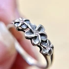 Sterling Silver Flower Ring w/ Rhinestones, Dainty Vintage Coquette - Sz 6, 1.5g