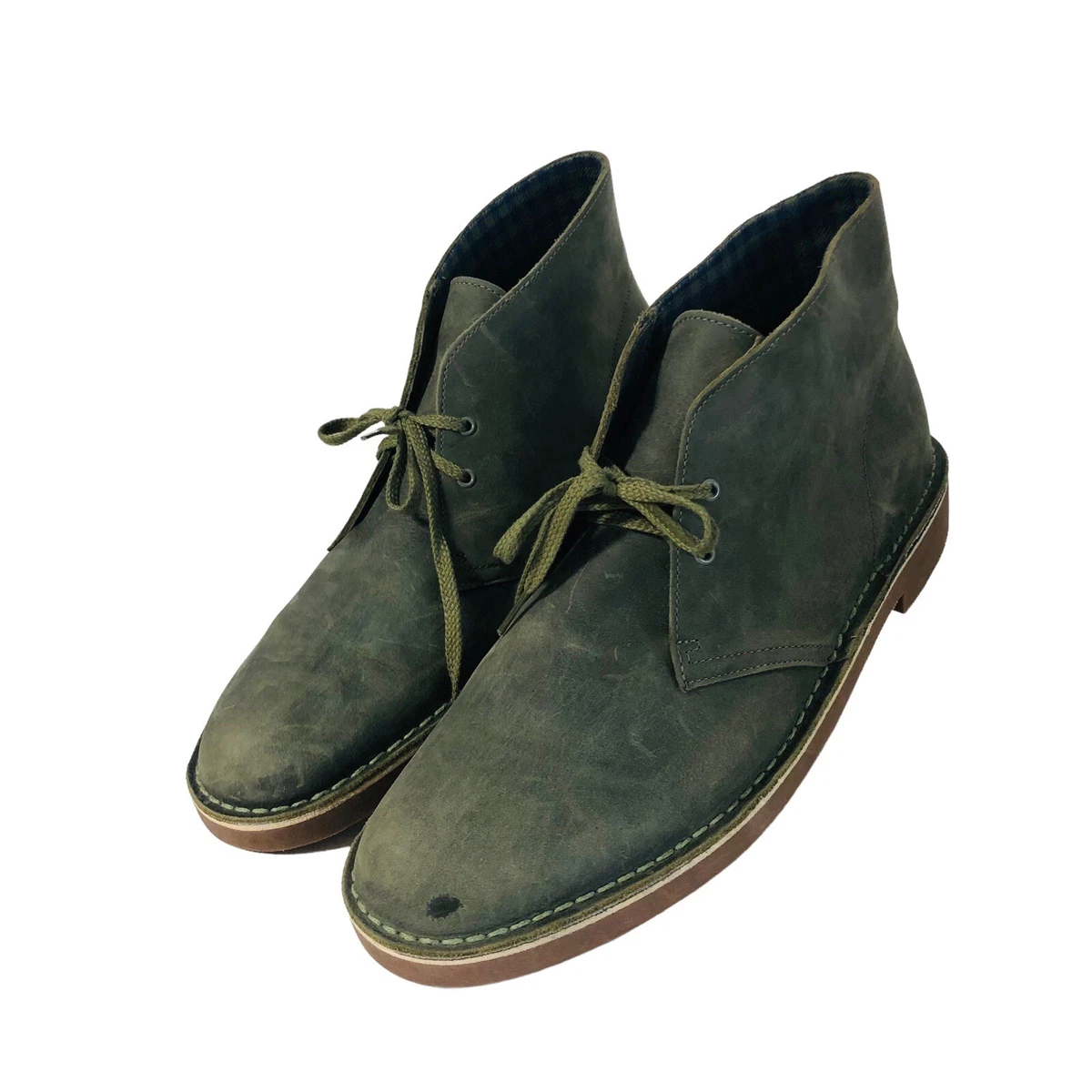 Clarks Mens Bushacre 3 Dark Green Leather Ankle Desert Boots US Size 13 Nice