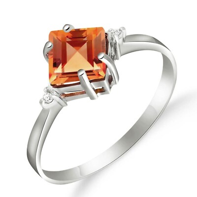 18K. MASSIVER GOLDRING MIT DIAMANTEN & CITRIN (Weißgold)
