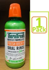 Therabreath Mild Mint Oral Rinse Liquid 16 Oz for bad breath, dry mouth (1 Pack)
