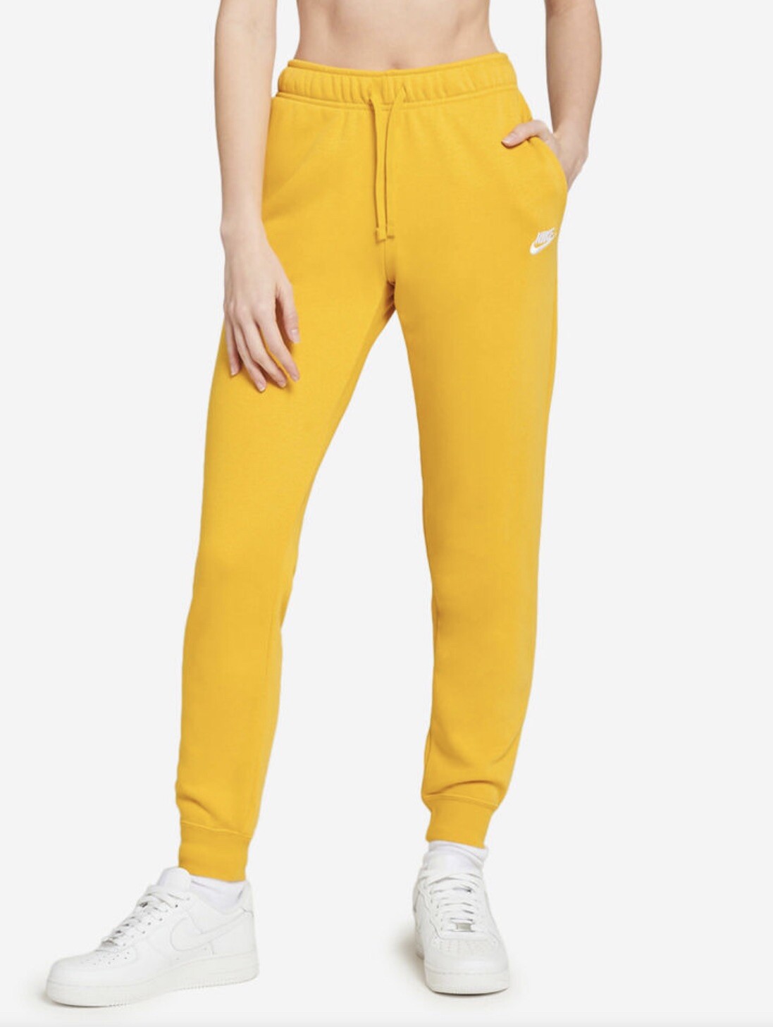 Women's Nike Yellow Mid-Rise Club Fleece Joggers Size 2XL | eBay