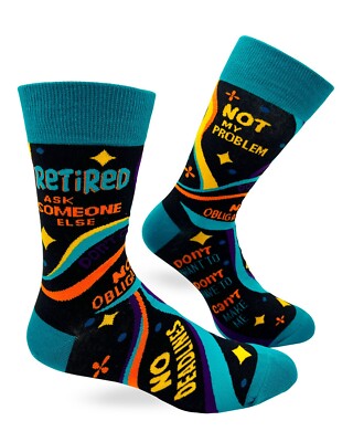Fabdaz Retired Ask Someone Else Men's Novelty Crew Socks Retirement Party Gift