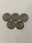 1941-1946 Walking Liberty Half Dollar, 90% Silver, Lot of 5