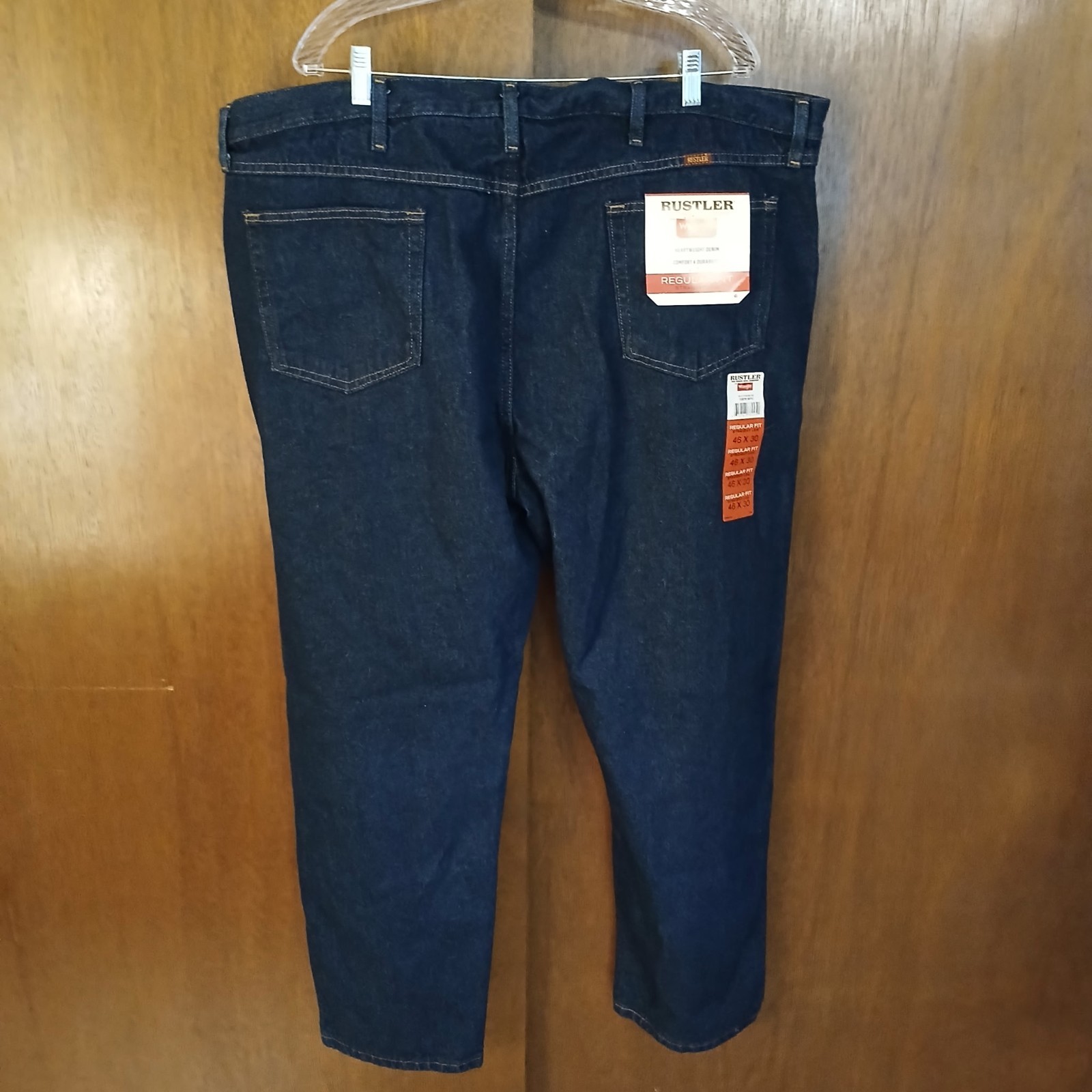 Rustler Wrangler Heavyweight Denim Regular Fit Straight Leg 46x30 Dark Wash NWT
