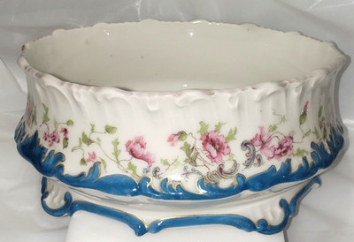 Antique Tressemanes & Vogt T&V Limoges Hand Painted Footed Ferner Bowl  Planter