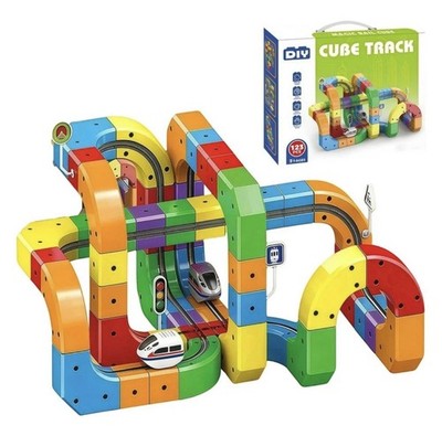 DIY Cube Track - 123 Pieces Electric Train Track Rail Car, Building Toy, Gift