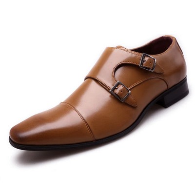Men's PU Leather Casual Formal Retro Monk Business Wedding Party Office Shoes
