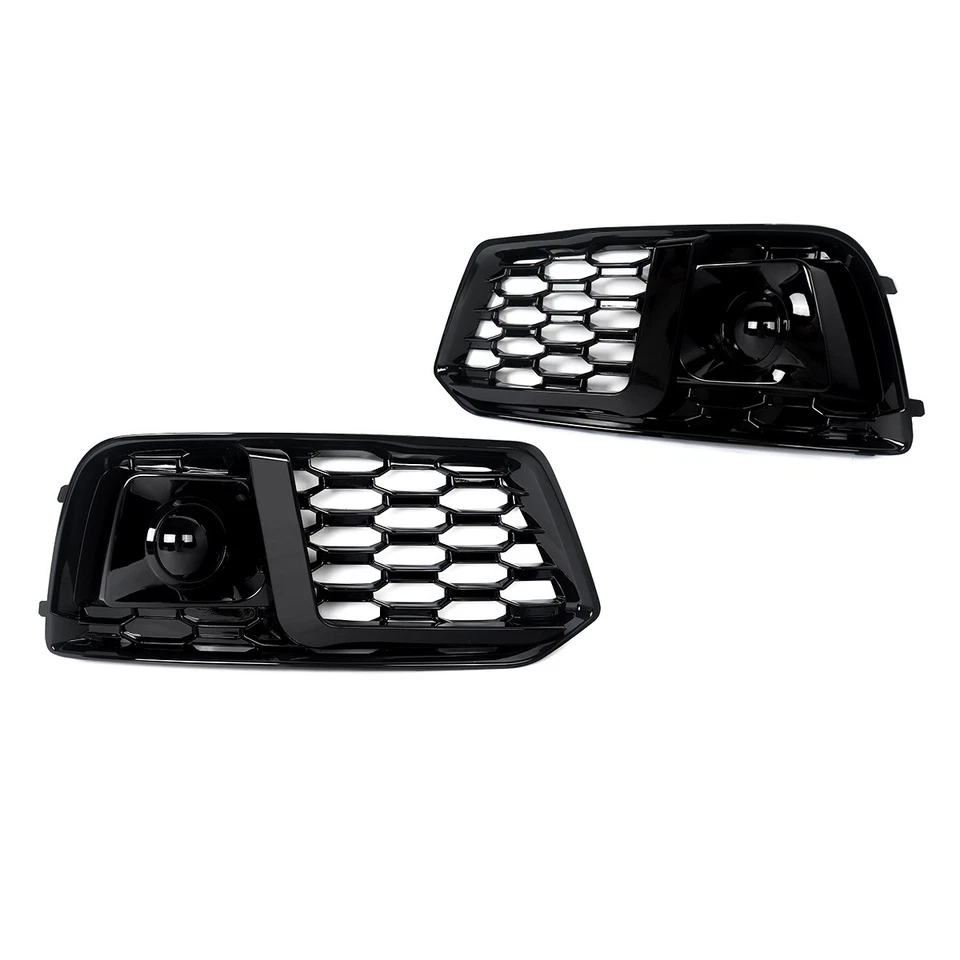 2x RSQ5 Look Fog Light Grille Covers With ACC For 2018-2020 Audi Q5 Gloss Black - Изображение 2 из 4