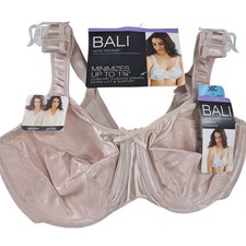 Bali Satin Tracings Minimizer Bra Size 36C New Underwire Adjustable Beige