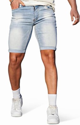 Steve's Jeans Men's Slim Fit Light Wash Light Blue Denim Shorts 10'' Inseam