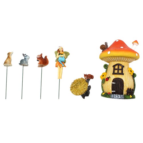 6pcs Mushroom House Fairy Bonsai Decorazioni Ornamento in miniatura per giardino - Zdjęcie 6 z 12