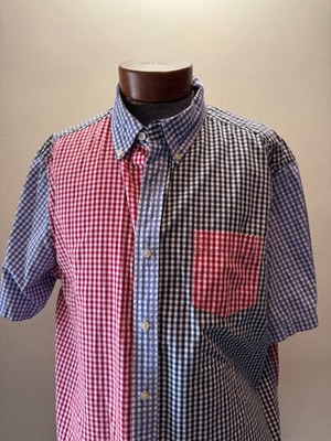 Chaps Mens Multicolor Gingham Checkered Short Sleeve Shirt Button Up Size XL