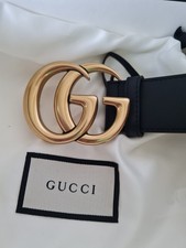 Gucci Belt GG Marmont Black Leather, Brass Buckle/ 100 cm - fits 34/36 waist