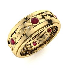 Men's 3mm Round Ruby Celtic Knot Ring 925 Silver Gold Plated Wedding Band