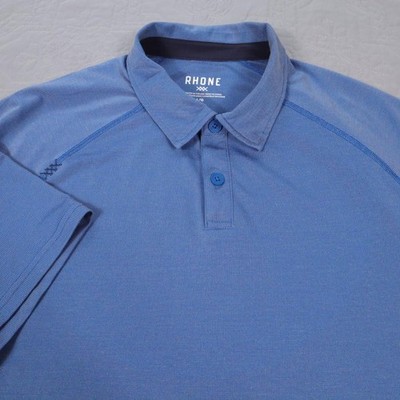 Rhone Polo Shirt Mens Large Blue Golf Performance Knit Quick Dry Tech Stretch