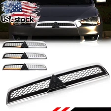 Full White LED DRL Lights W/ Signal Front Grille For 2008-2015 Mitsubishi Lancer